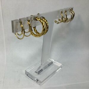 Lot sale 4 sets, Elegant Gold Hoop Earrings